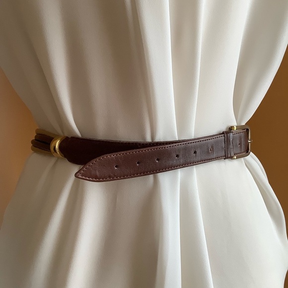 VINTAGE Brown Leather Knotted Statement Belt O/S - Picture 3 of 16
